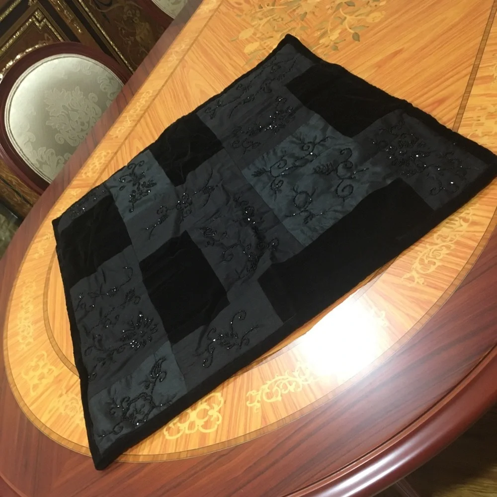 Ralph Lauren New Bohemian Quilt Beaded black Velvet European Sham
